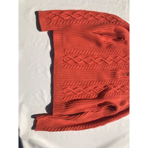 CHAPS Womens Orange 1/4 Zip Cable Knit Size Large - Picture 2 of 9